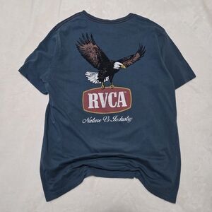 RVCA Nature Vs Industry Eagle Graphic Tee - Blue - Large